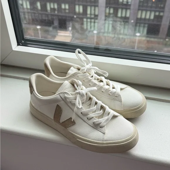 Veja Women's Cream and Tan Sneakers - Picture 1 of 5